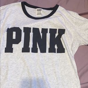 pink white and grey crop top